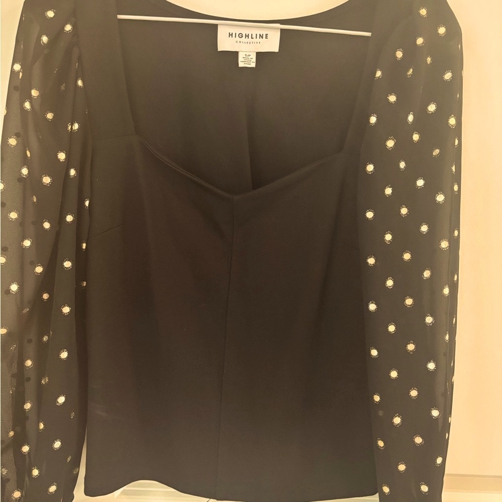 Highline Black Blouse with  puffy Sleeves(like new condition)